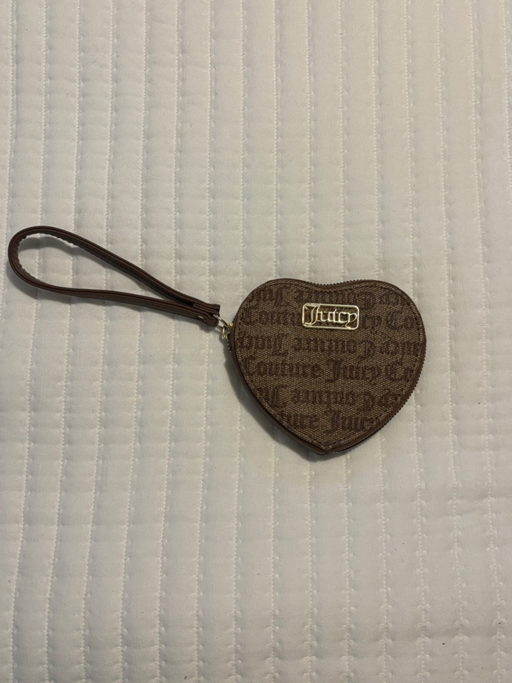 Juicy Couture Brown Heart Wristlet Coin Pouch